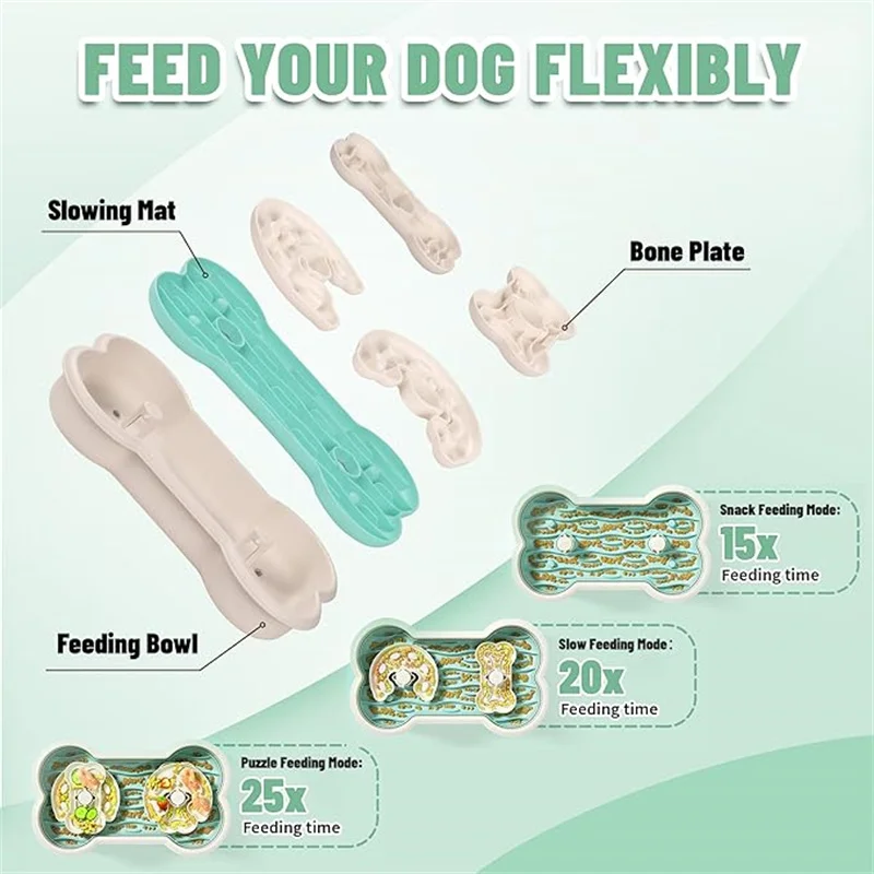 Multi-funcional Pet Bowl, Slow Food, Dog Bowl, Puzzle Rotativo, Anti-asfixia, High Edge, Circundante, Anti-splash, Dog Bowl