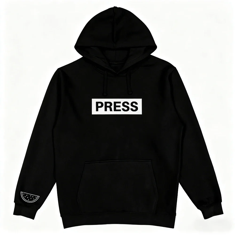 Press Hoodies Palestine Hoodie Cuff Print Cute and Simple Line Design of A Watermelon Shape Clothing Men Women Unisex Sweatshirt