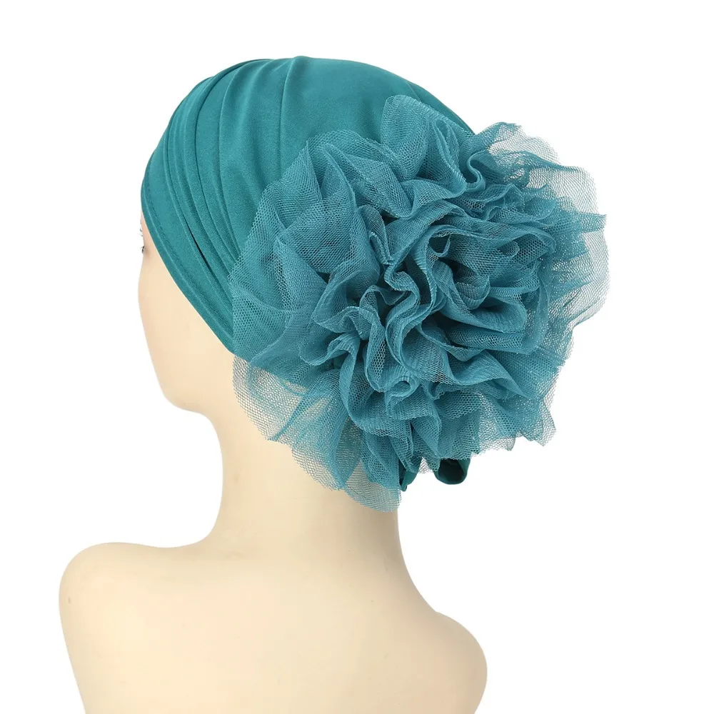 New Polyester Turban Head Wrap Mesh Soft Muslim Women's Hijabs Pleated Multicolor Women Turban Cap Women
