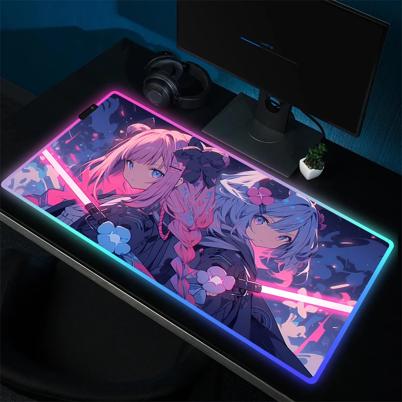 

RGB Large Gaming Mousepad Gamer HD Print Computer Mouse Pad Anime Non-Slip Mouse Mat LED Rubber Accessories Game Keyboard Mat XL