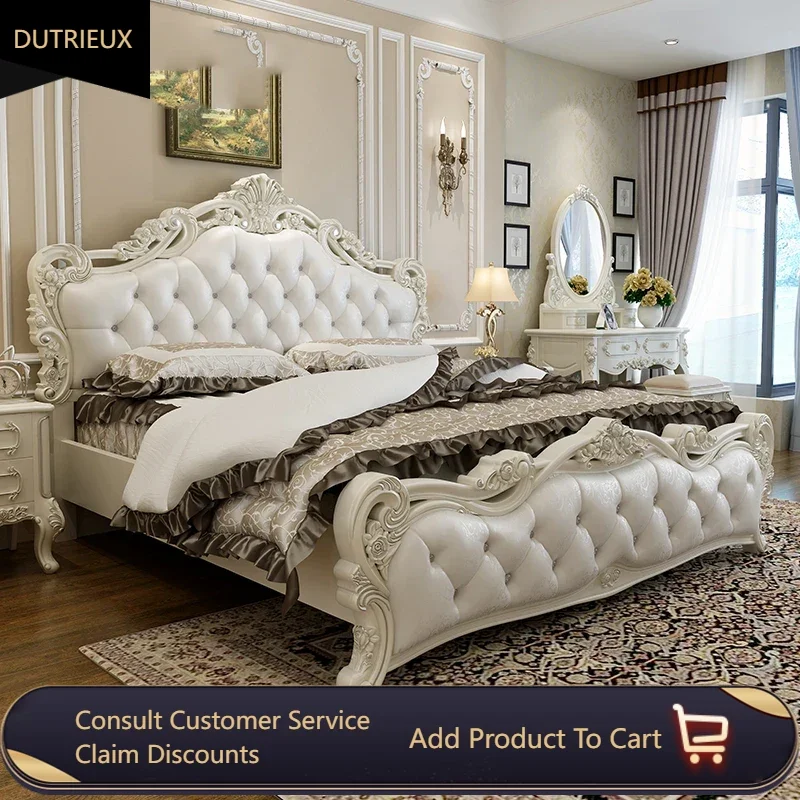 

Waterproof Soft Double Bedroom Set Simple Kawaii Modern Queen Bedroom Set Storage White European Meubles De Chambre Furnitures