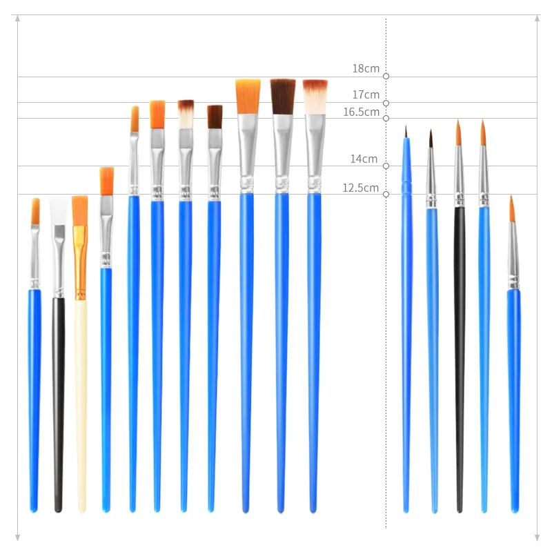 아크릴 수채화 나일론 머리 나무 손잡이 브러시 세트, DIY 아트 페인트 브러시 용품, 학습용 고급 유화 브러시, 5 개