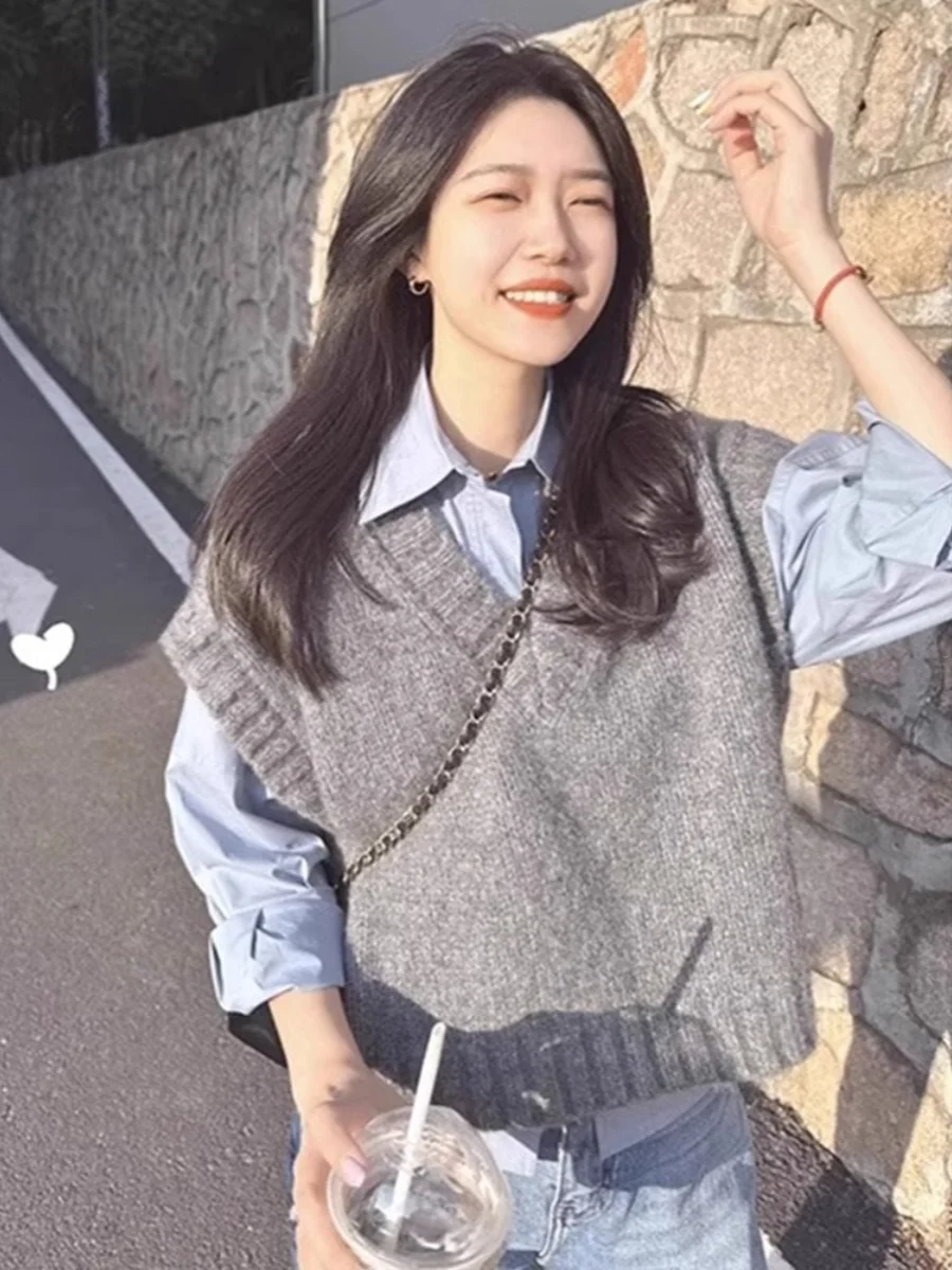 

Женский вязаный жилет Svel для многослойных образов весна-осень-зима, с V-образным вырезом, для повседневной носки