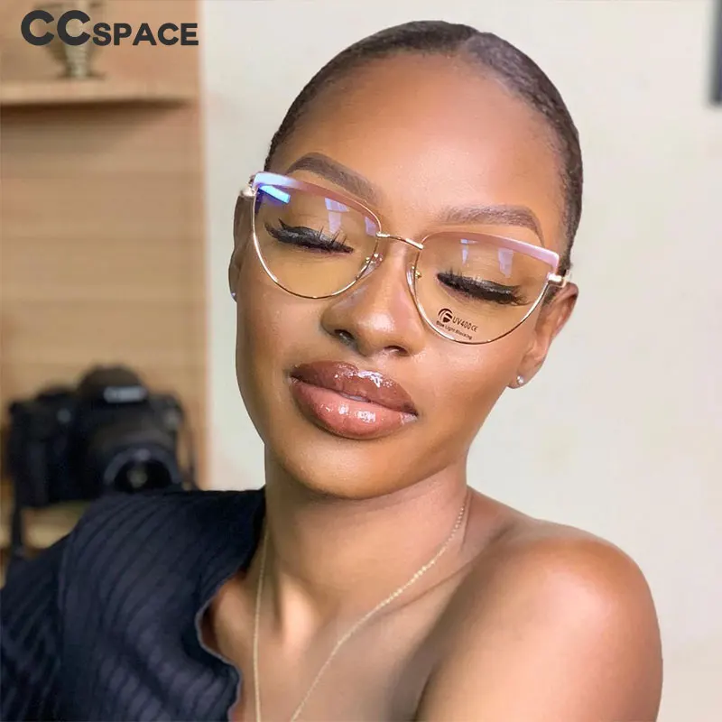 48193 Vintage Cat Eye Anti-blue Light Metal Glasses Frames Men Women Optical Fashion Computer Glasses