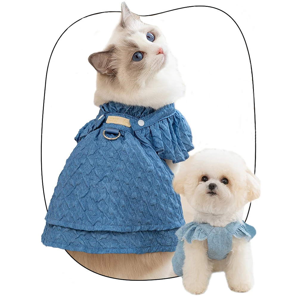 Spring Summer Cat Clothes Ruffles Cat Princess Dress for Cats Puppy Dogs, Sphinx Clothing Pet Apparel