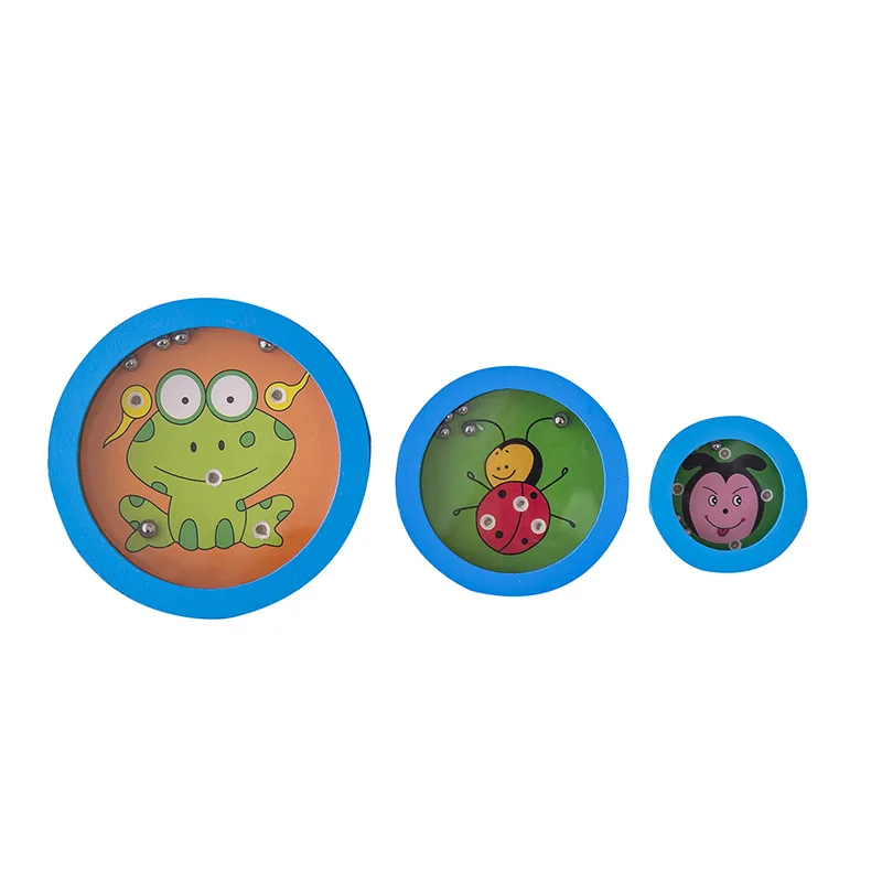 Animals Cartoon Round Wooden Maze Balance Rolling Ball Board Game Brinquedos Educativos Aprendizagem Jogos Intelectuais Para Crianças