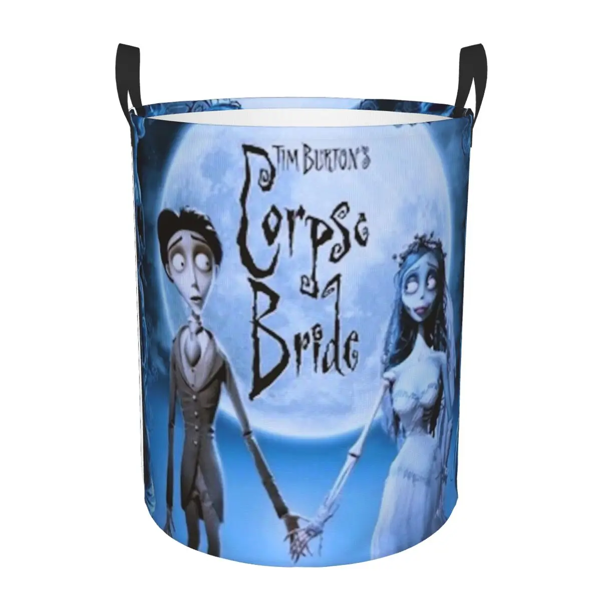 Tim Burton Corpse Bride Laundry Basket Foldable Halloween Horror Scary Movie Clothes Toy Hamper Storage Bin for Kids Nursery