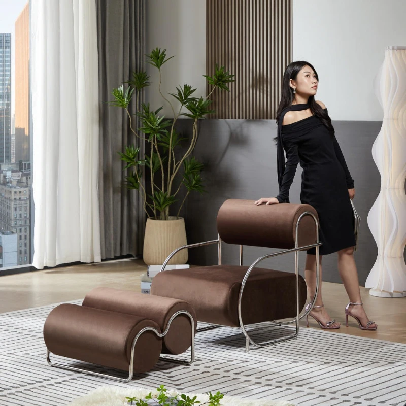 

Sofa Chair Bedroom Lobby Reception Negotiation Chair Stainless Steel Leisure Chair