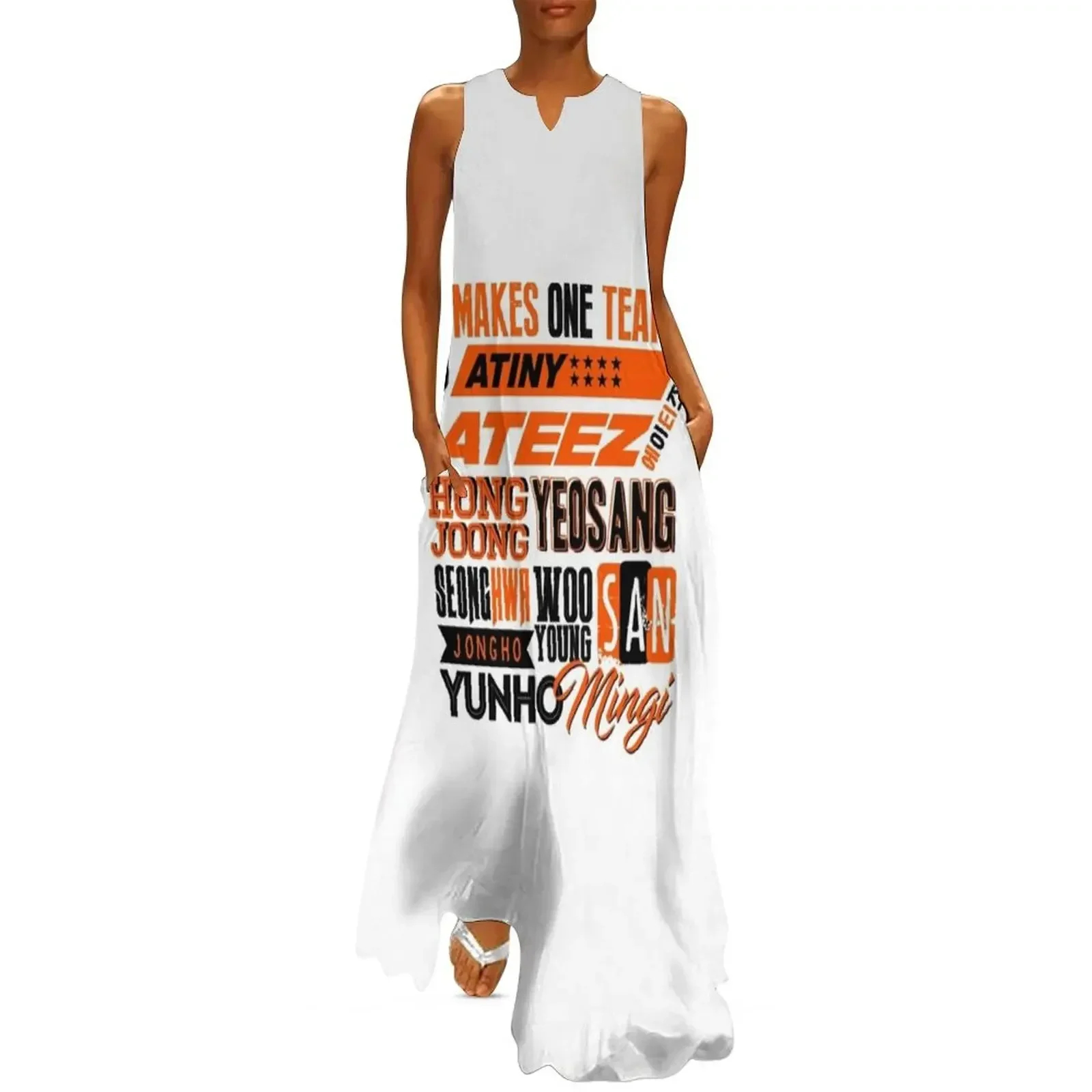 

Gifts For Women Ateez Font Collage Awesome For Music Fans Long Dress long sleeve dress Dress