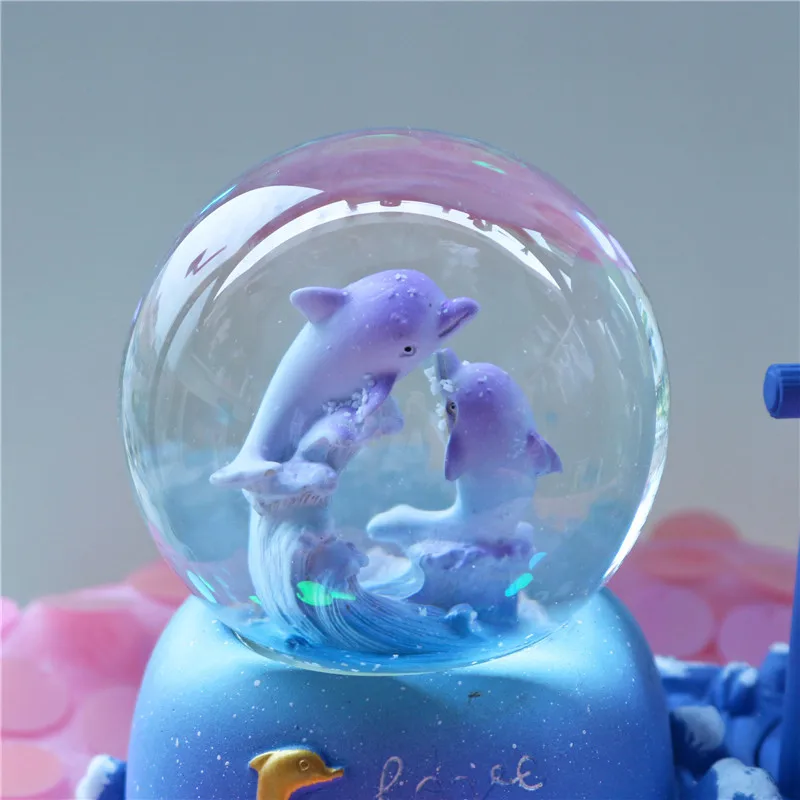 Dolphin Hourglass Timer Crystal Ball Music Box Glowing Home Desk Decoration Ball Unique Birthday Gift