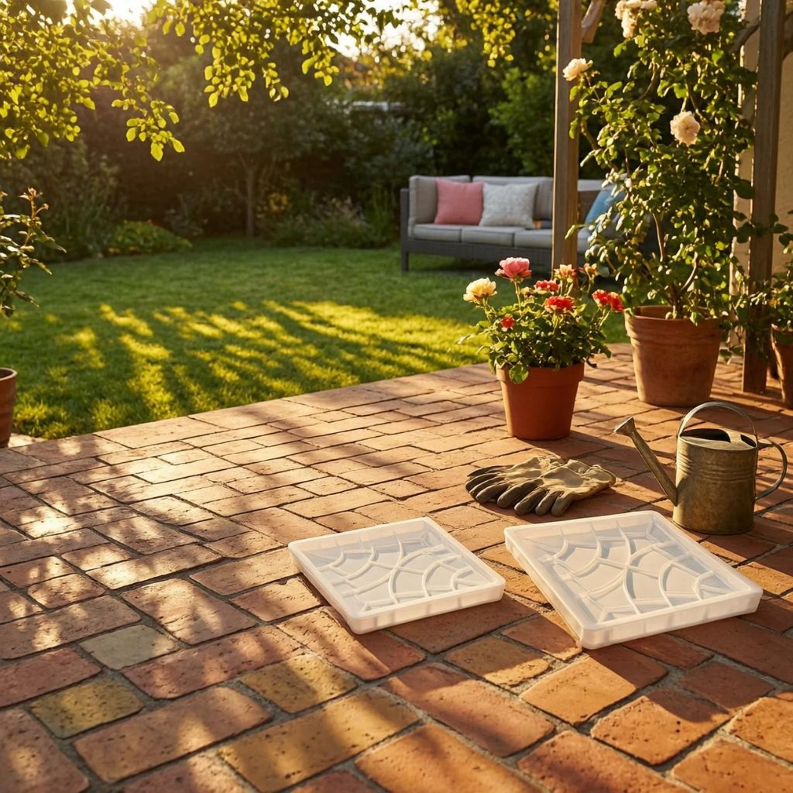 

Square Paving Block Mold Raised Edges Polypropylene Paving Tray Home Improvement Prefabrication Construction Tool Plastic