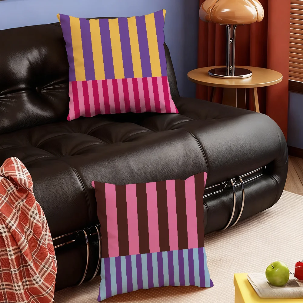 Luxuriöses, modisches gestreiftes Design, farbiger Kissenbezug für Schlafzimmer, Sofa, Wohnzimmer, Rückenlehne, Dekoration, quadratisches Kissen für die Nickerchenzeit