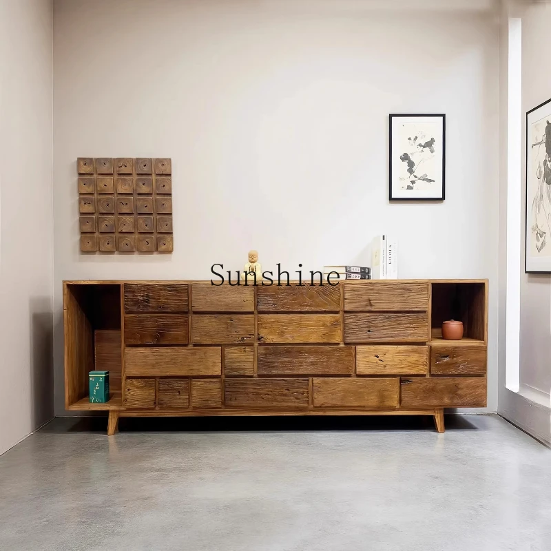 

wabi-sabi wind solid wood dining side, homestay tea room, chest storage, porch storage