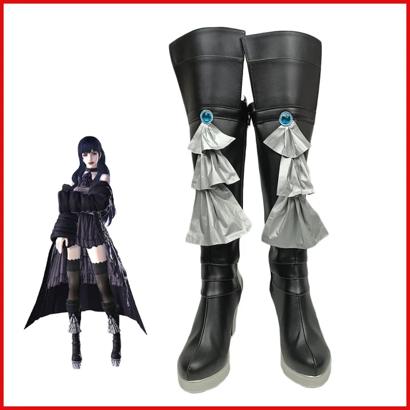 

Final Fantasy 14 FF14 Gaia Witch Shoes Women FF Gaia Cosplay Boots Black Halloween