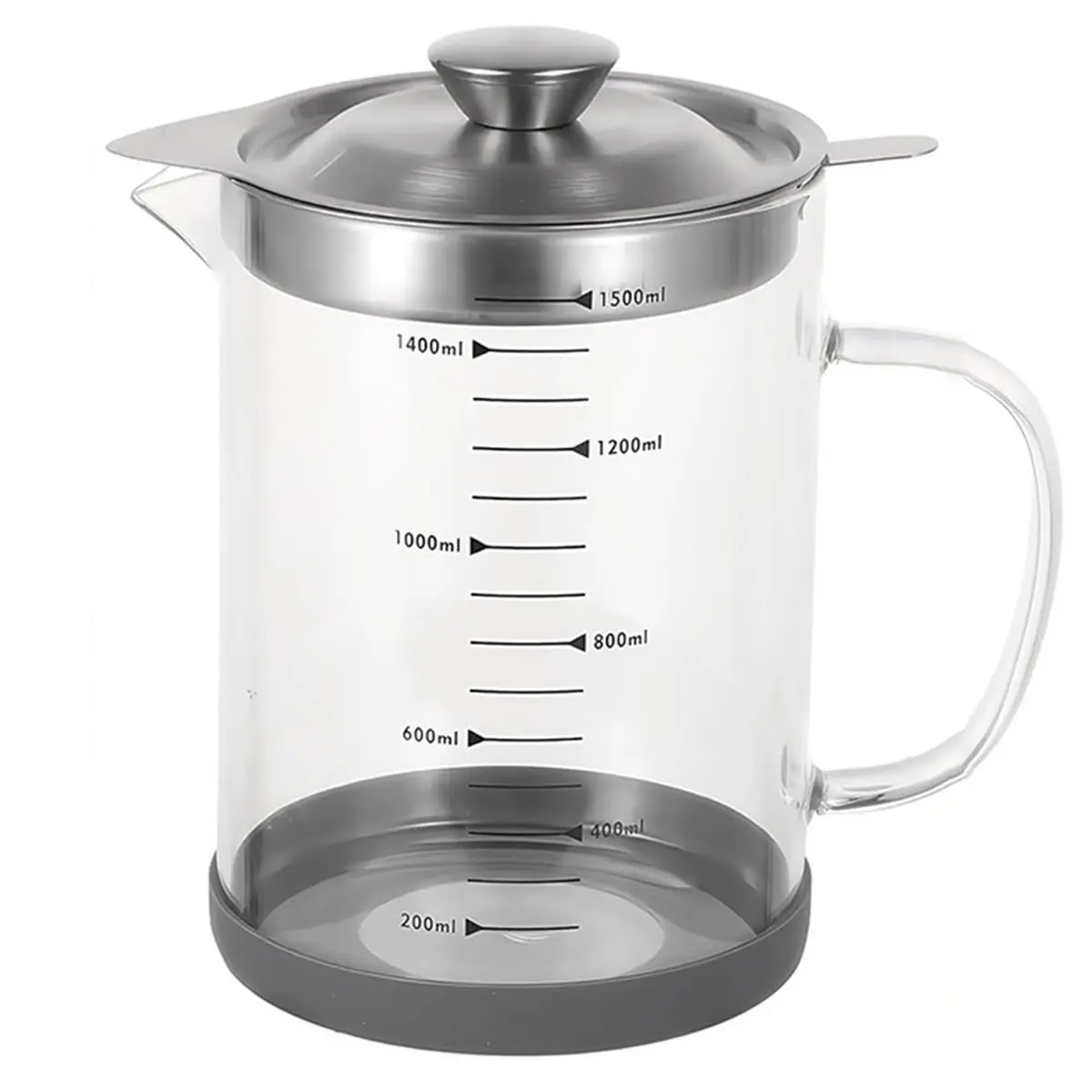 

Контейнер для смазки бекона премиум-класса объемом 1,5 л с фильтром — фильтр из нержавеющей стали, боросиликатное стекло, нескользящее основание [SuperX&KND]