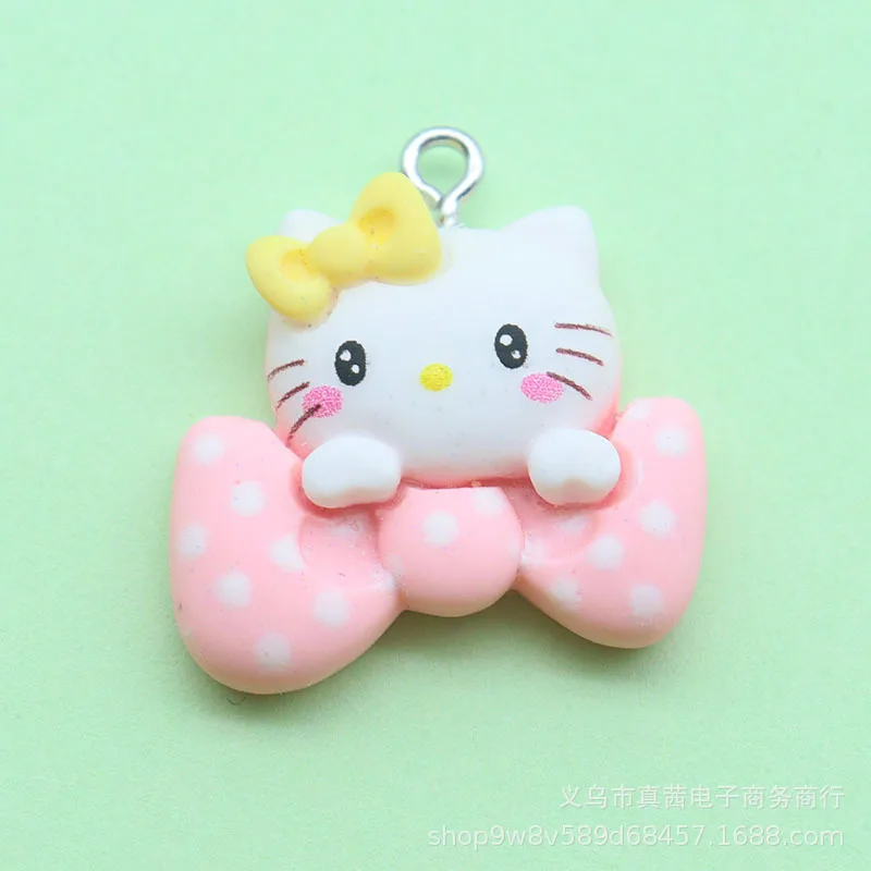 Sanurgente-Mignon pendentif Hello Kitty, ornement de cheveux, ornement de main, boucles d'oreilles, pendentif en résine, bijoux à bricoler soi-même, accessoires pour filles, cadeaux