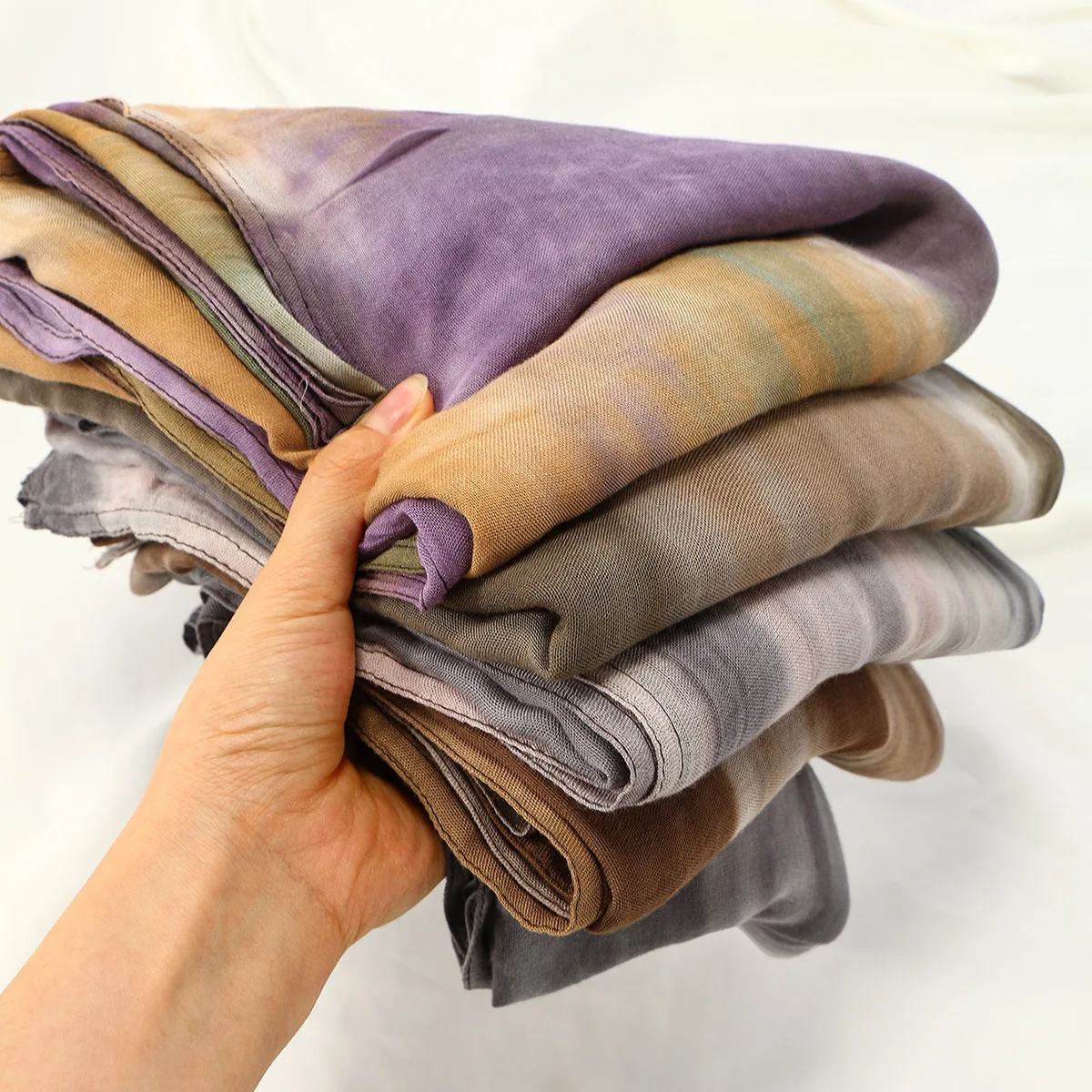 Women Rainbow Long Hijab Headband Shawl Wide Edge Gradient Malaysian Style Headscarf Headband Wrapping Scarf Turbante Mujer
