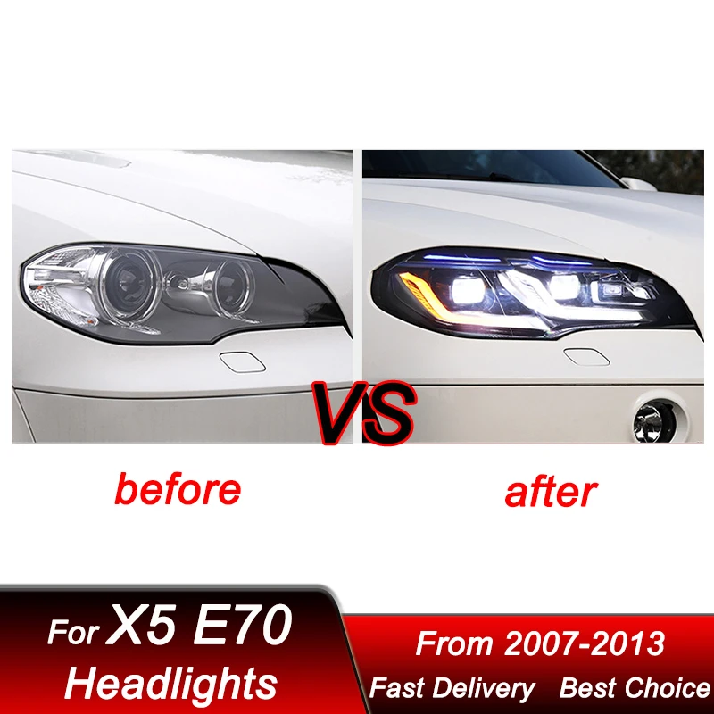 Car Headlights For BMW X5 E70 2007-2013 new style LED Headlamp Assembly Upgrade High Configure Projector Lens Accessories Kit