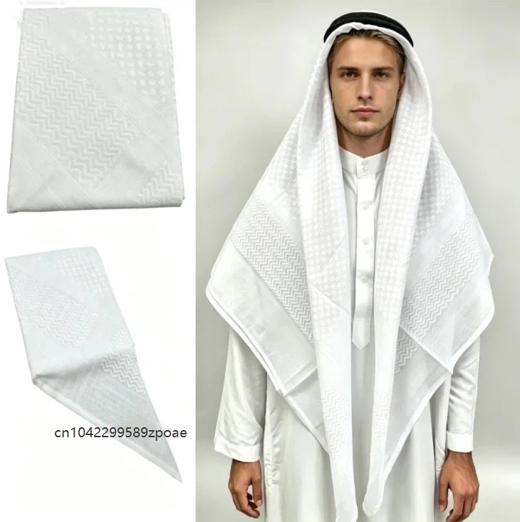 Pure White Embroidered Scarf Headwear Casual Outdoor Sun Protection Cosplay Multi Sized Fashionable Unisex Cotton Cap Scarfs