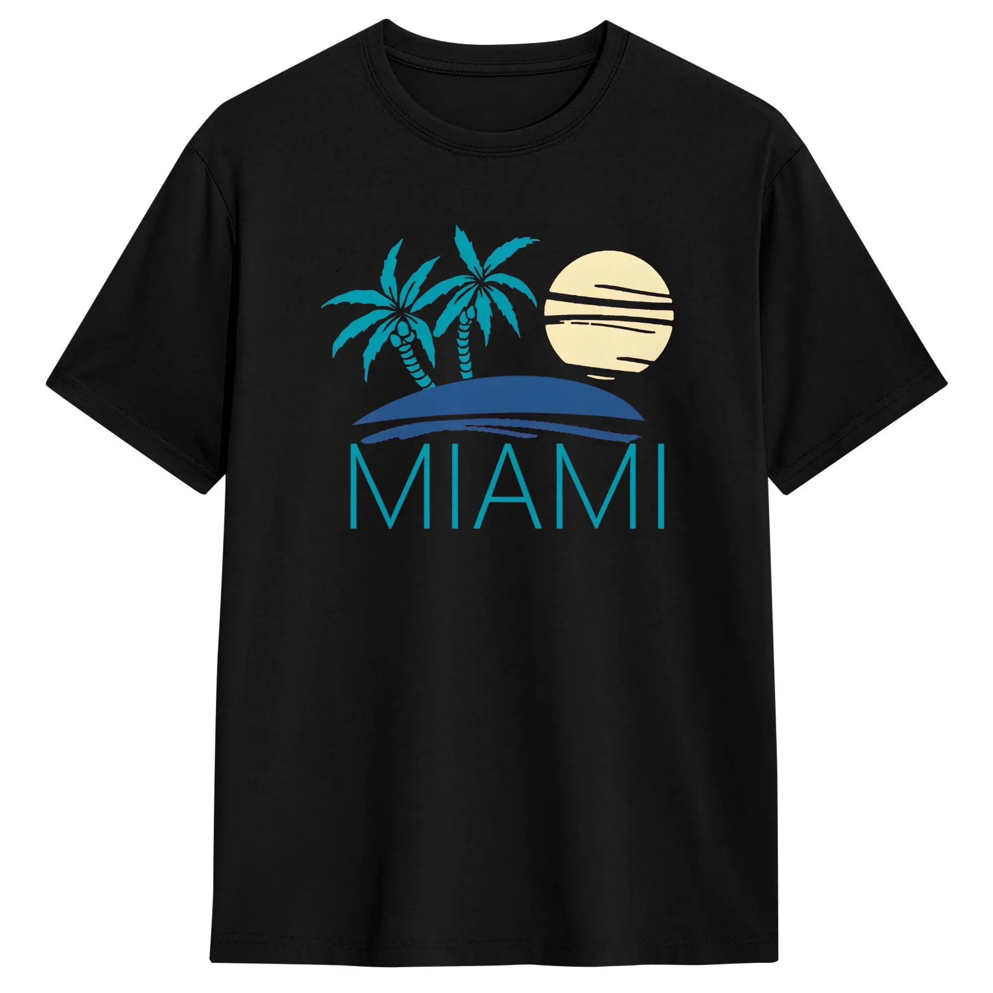 Camiseta retrô Miami para homens e mulheres, roupas de algodão, camisetas de manga curta com gola redonda, camiseta plus size