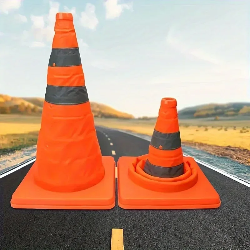 50cm Foldable Telescopic Road Barrier Reflective OxfordCloth Traffic Cone Road Safety Traffic Equipment Soccer Training Obstacle