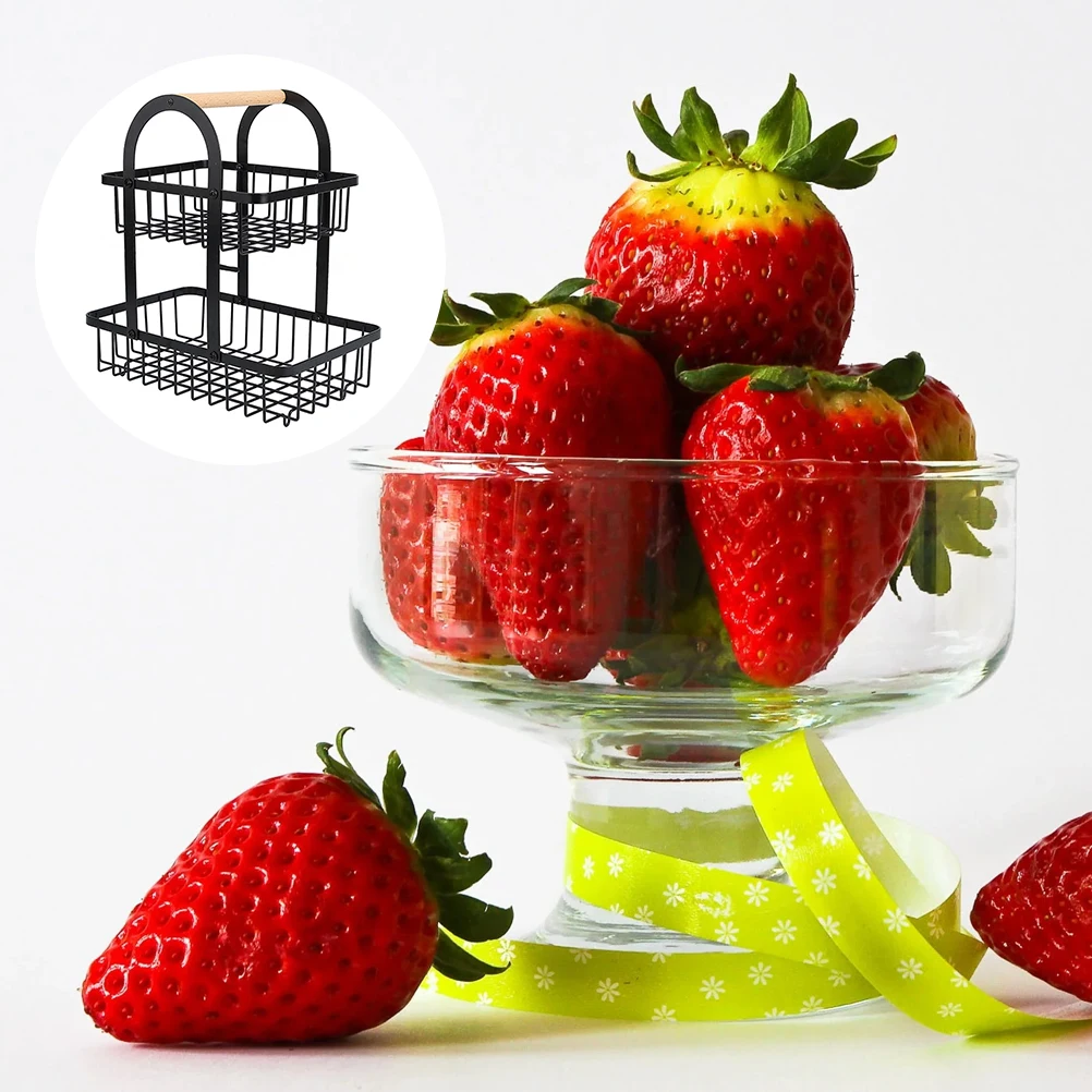 

Portable Fruit Basket Storage Rack Kitchen Organizer Multi-Function Detachable Wood Stand Household Egg Holder Handheld