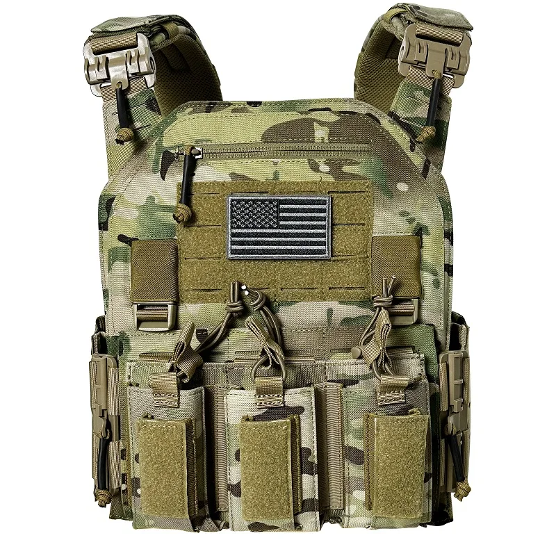 Advanced 1000D Nylon Quick Release Modular Laser cutting Molle System Tactical Vest with Double Triple Magazine Pouch