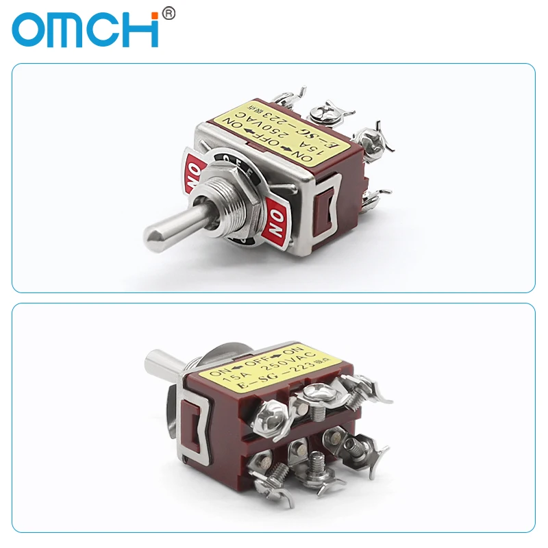 OMCH 1/5/10 pièces 15A 250VAC argent Contact interrupteur à bascule série E-SG 2/3/4/6/8/9/12 broches 2/3 vitesses auto-réinitialisation/auto-verrouillage