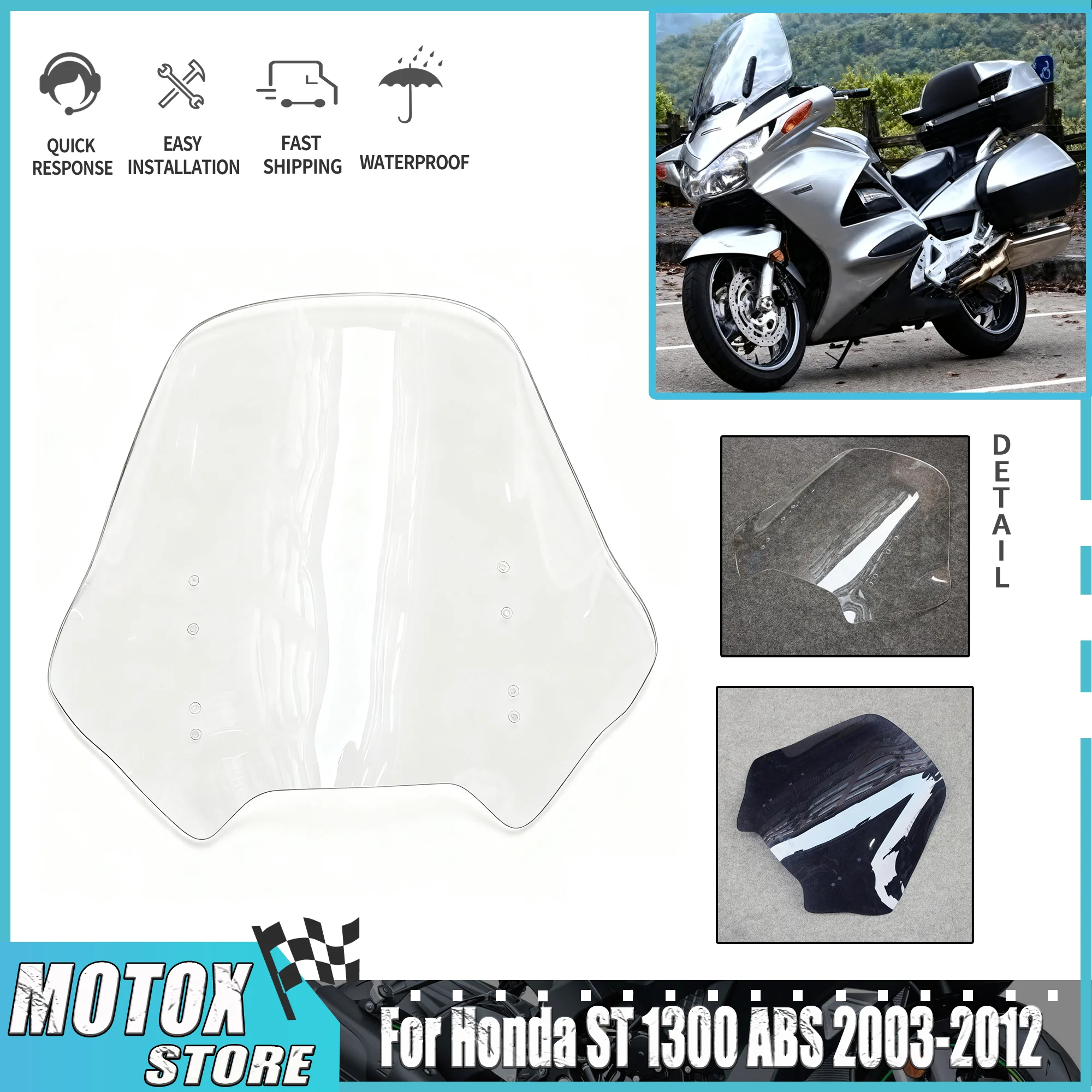 

Sport Touring Windshield Fit for Honda ST 1300 Pan European ST1300ABS 03-12 Windscreen Standard Height Wind Airflow Screen