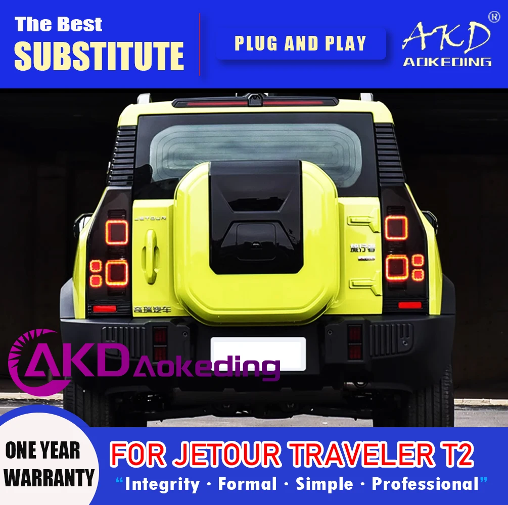 AKD Tail Lamp for JETOUR Traveler T2 LED Tail Light 2022-2024 JETOUR Rear Fog Brake Turn Signal Automotive Accessories