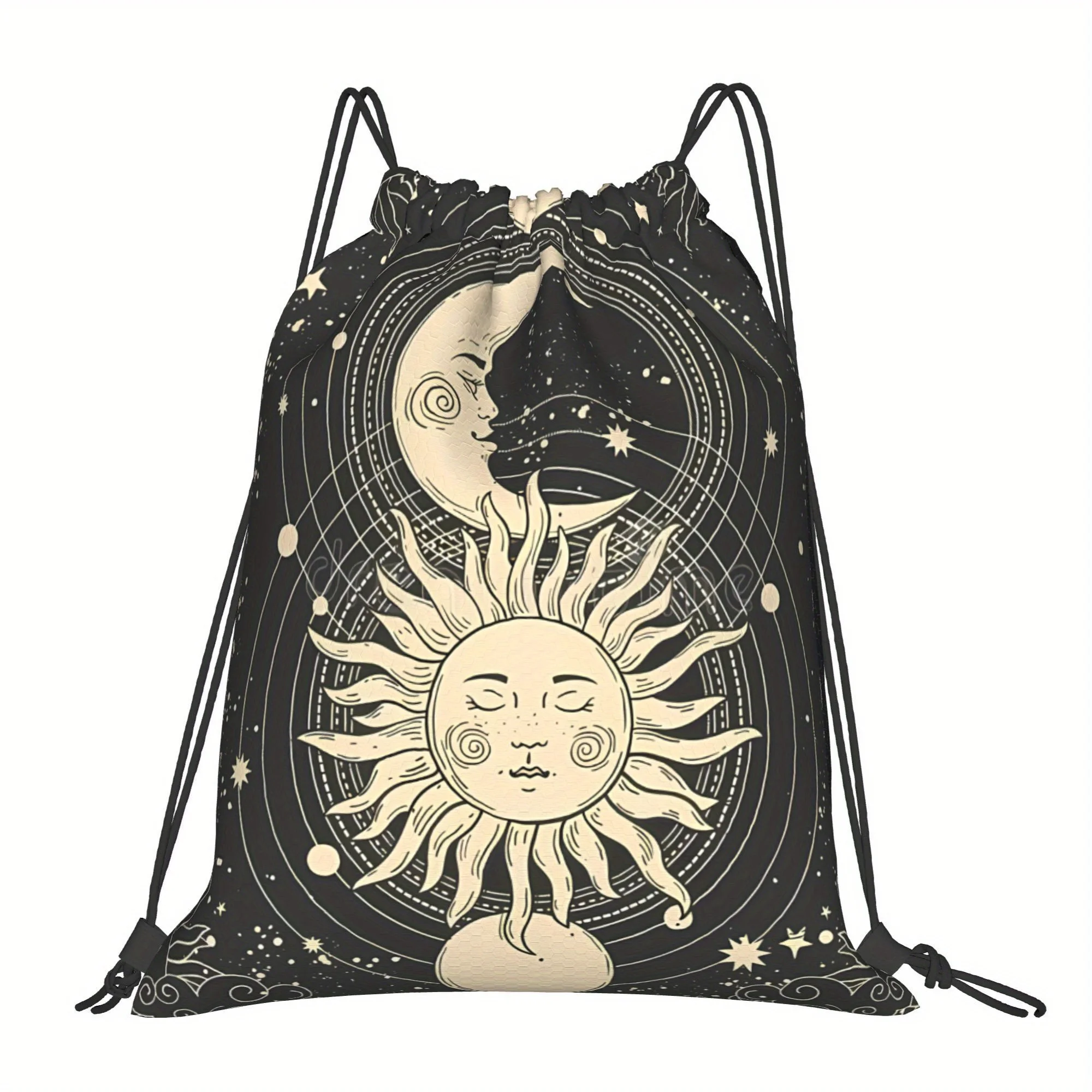 Vintage Style Drawstring Storage Bag, Lightweight & Washable, Casual Daily Drawstring Backpack