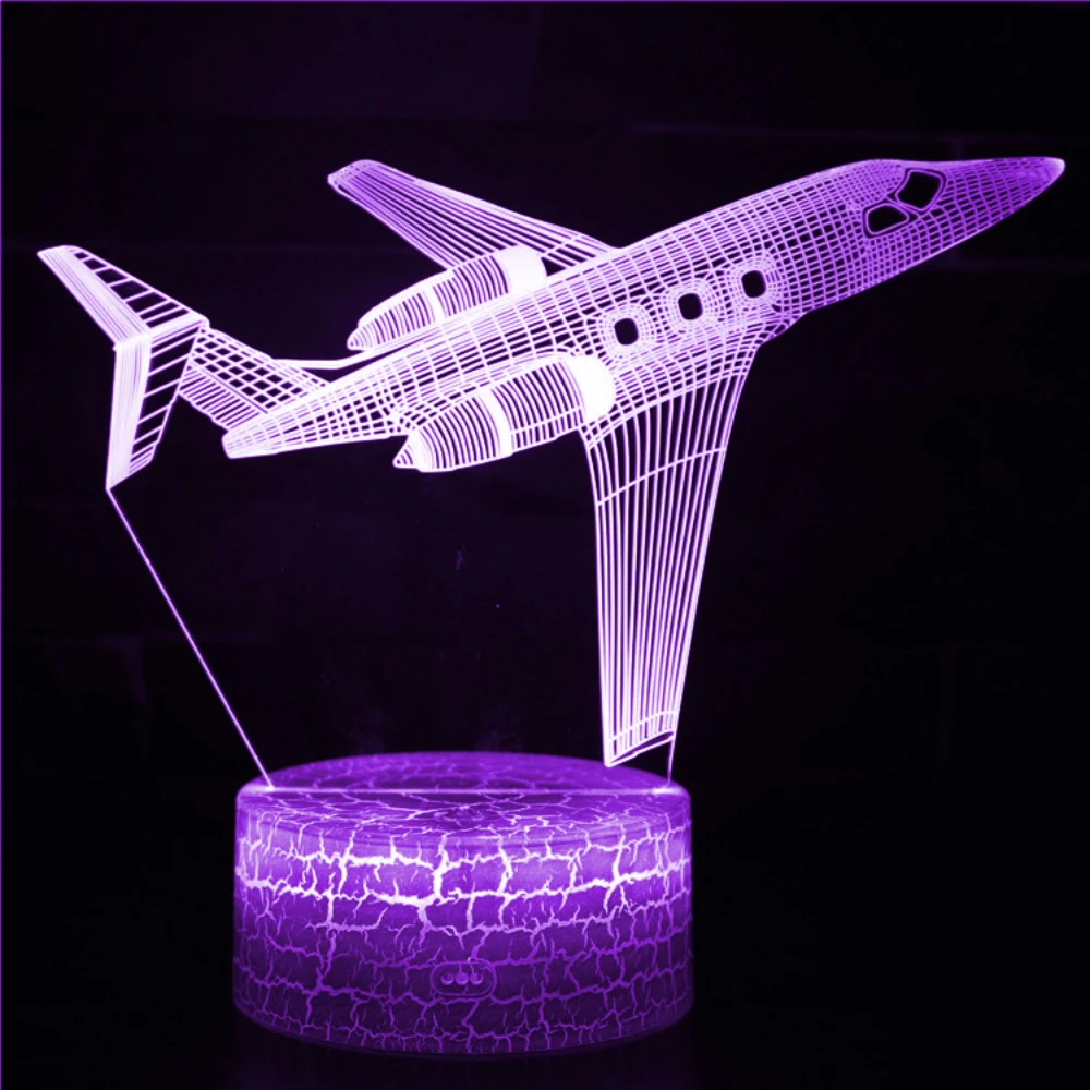 Nighdn Airplane Night Light LED 3D Illusion Lamp USB Aircraft 7 Color Birthday Gift for Boy Girl Kids Room Bedroom Decoration