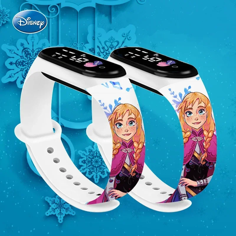 Disney congelado crianças relógio digital dos desenhos animados figura de ação anna elsa led toque à prova dwaterproof água eletrônico crianças presentes aniversário relógio