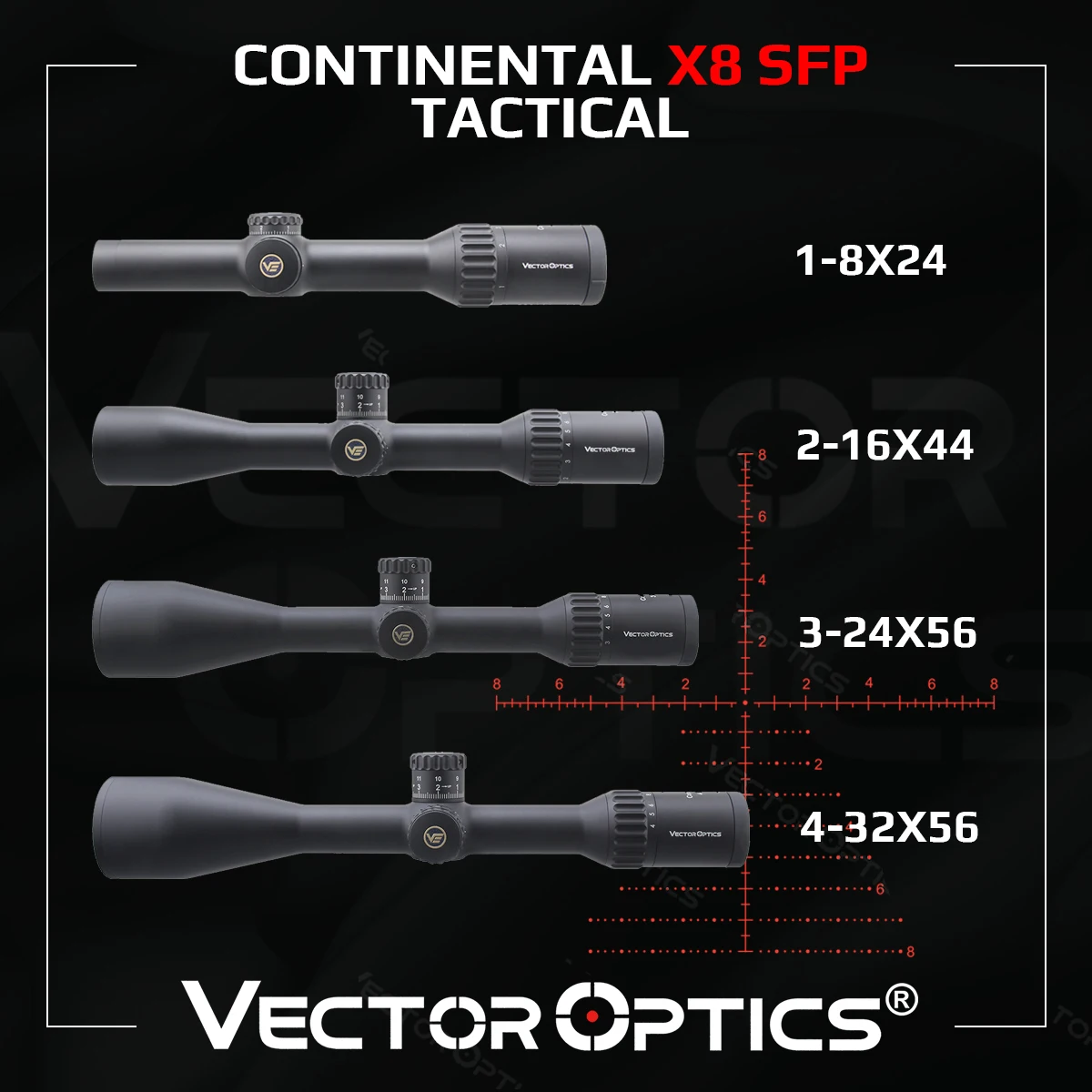 

Vector Optics Continental x8 SFP Tactical Riflescope With German Optic System&ED Glass|Adjustment Made of 7075 Lifetime Warranty