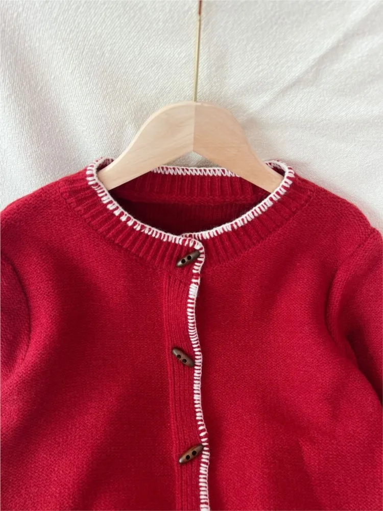 Новый вязаный кардиган с цветными блоками, осенне-зимний свитер с круглым вырезом в стиле ретро, повседневный женский свитер с длинными рукавами