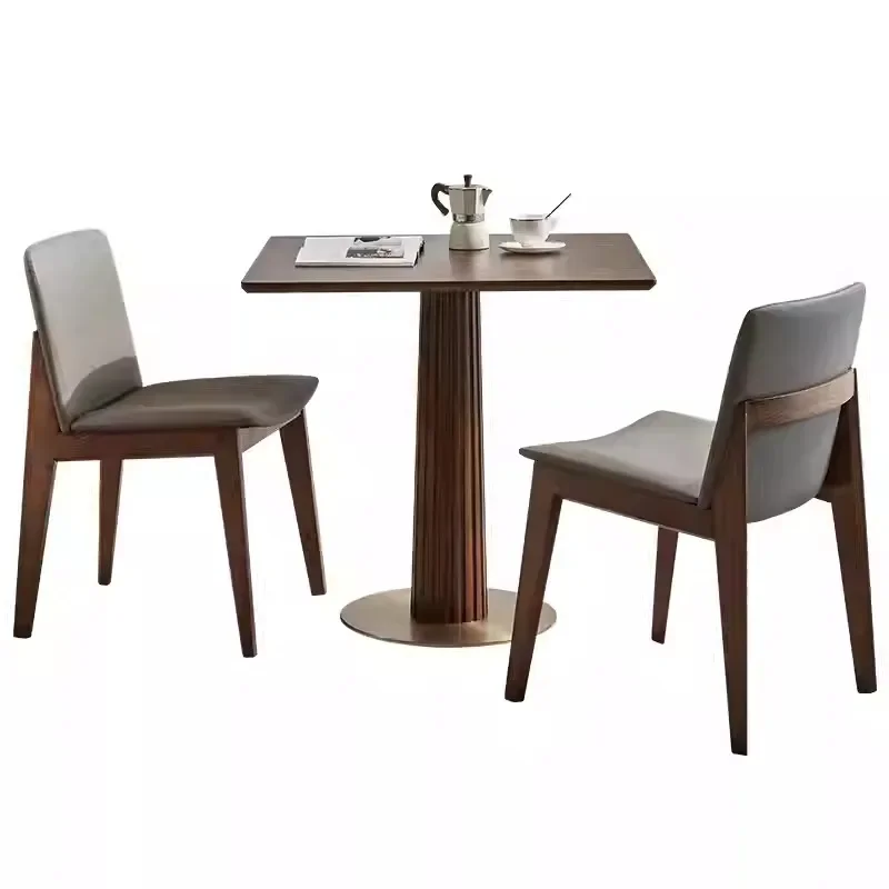 Simple modern household square dining table and chair combination solid wood dining table casual negotiation reception balcony s