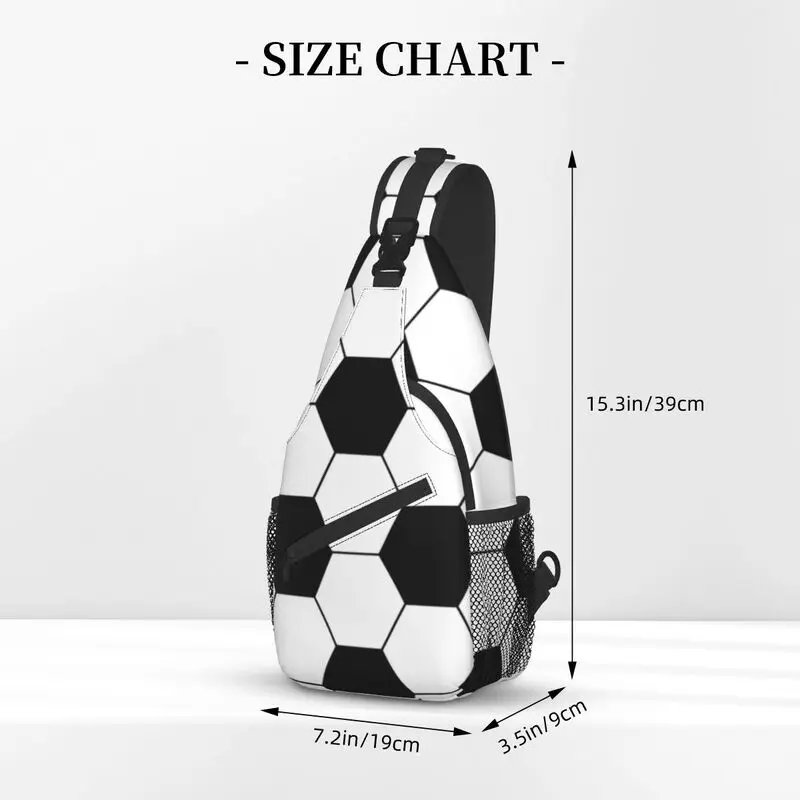 Casual Football Pattern Hexagonal Sling Bag for Traveling Men Soccer Ball Chest Crossbody Backpack Shoulder Daypack