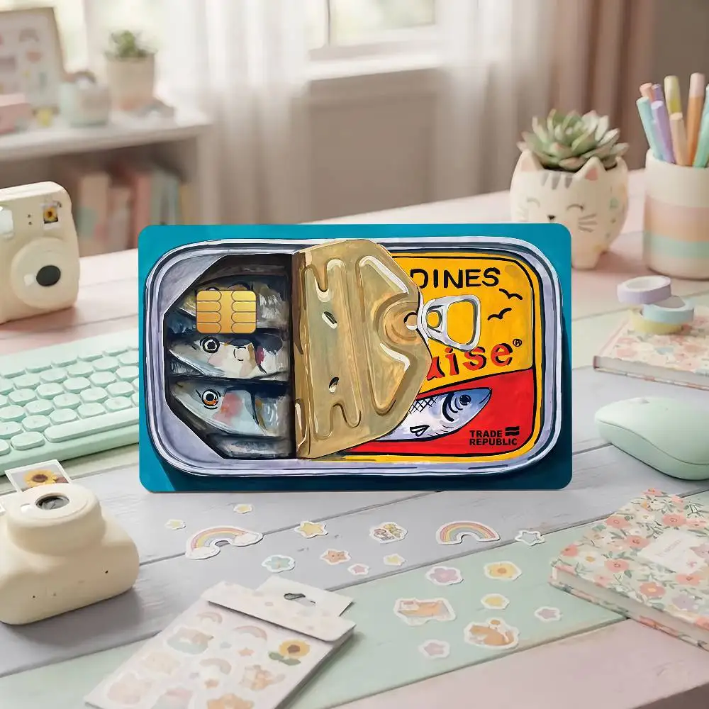 Canned sardines Credit Card Skin Stickers For Bank Card Bus Metro Cards Waterproof Anti-Scratch Gift 4PCS