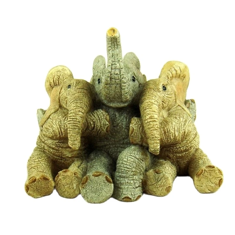 Brother Elephant Miniature Handmade Resin Elephant Sisters Figurine Micro Landscape Ornament Fairy Garden Decor Gift Craft