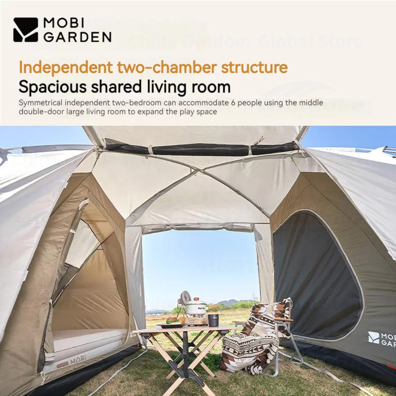 موبي جاردن شيجيا 14 ㎡   ترقية خيمة التخييم في الهواء الطلق خيمة السفر المحمولة مع تنورة الثلج تنفس يندبروف خيمة داخلية x2