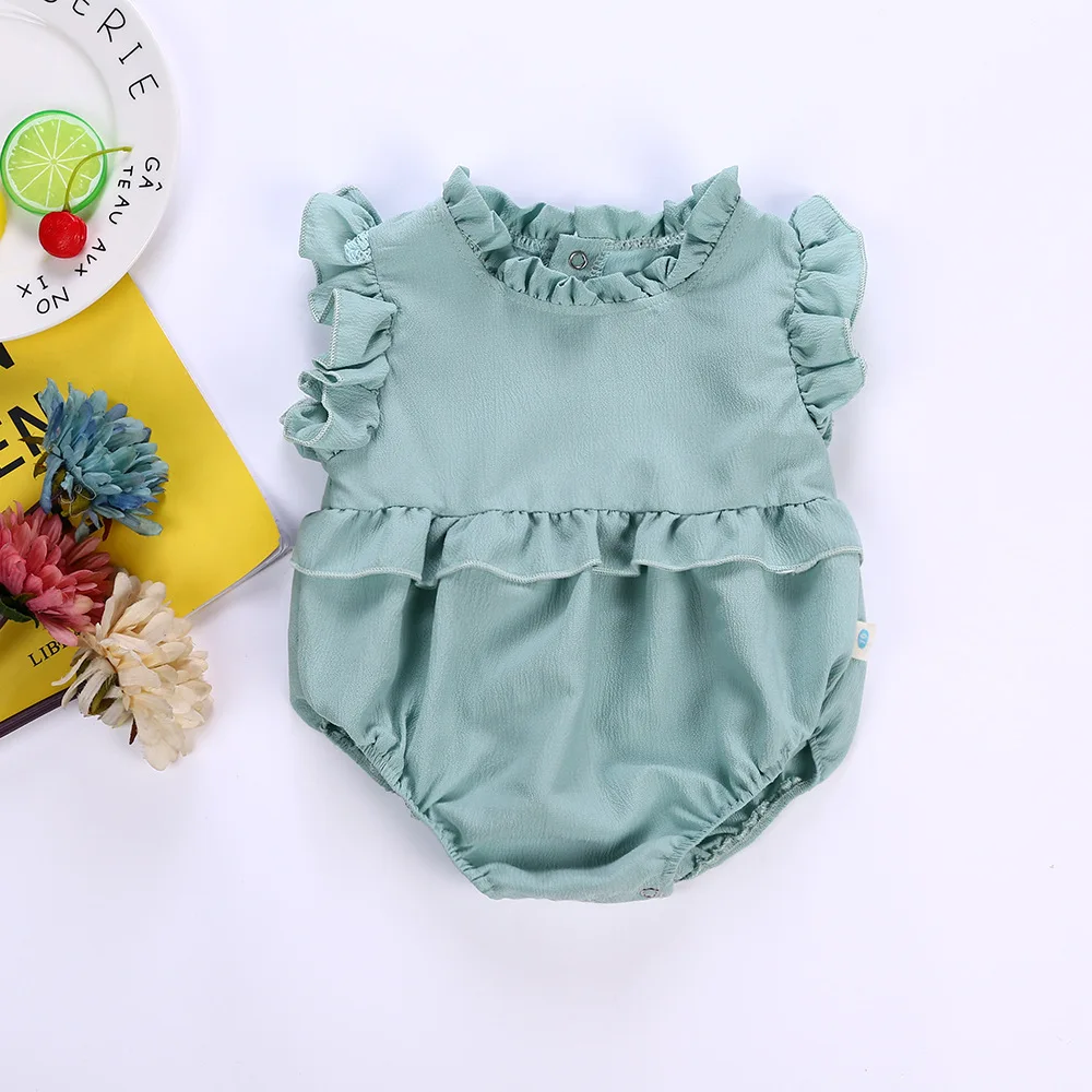 Summer Baby Girl Rompers Linen Cotton Ruffles Bebe One-Piece Newborn Baby Clothes Infant Baby Outfit Baby Girl Clothes