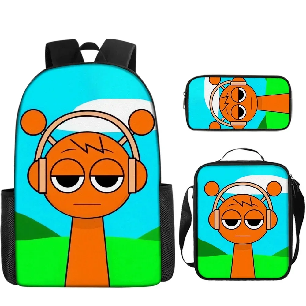 

3pcs Game Sprunki Incredibox Oren Raddy Wenda 3D Backpack Children's Cartoon Shoulder Bag Birthday Backpack Christmas Gift