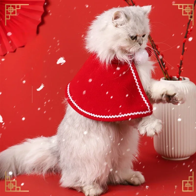 Cat Scarf Christmas Headdress Small Cape Dog Cape New Year Clothing Thermal Set Pet Clothing Kitten Accessories고양이 크리스마스