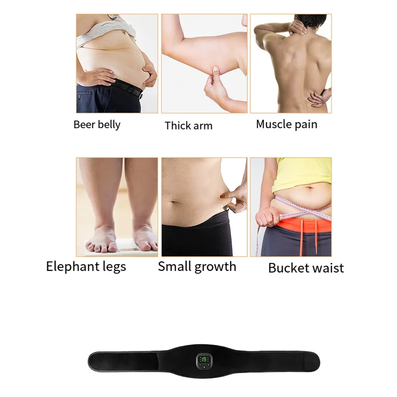 

ELOS-EMS Electric ABS Abdominal Belt Smart Body Massager Lazy Muscle Training Fitness Massage Belts Equipment Black For Home Gym