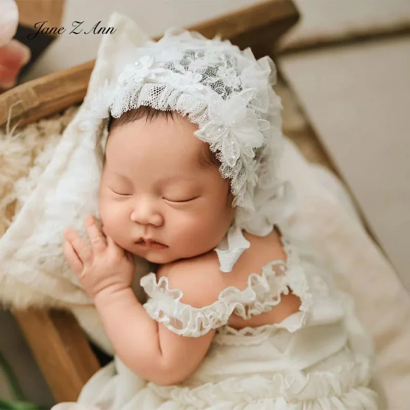 Newborn baby photo props lace hat dress infant girls princess sweet cute outfits baby shower gift