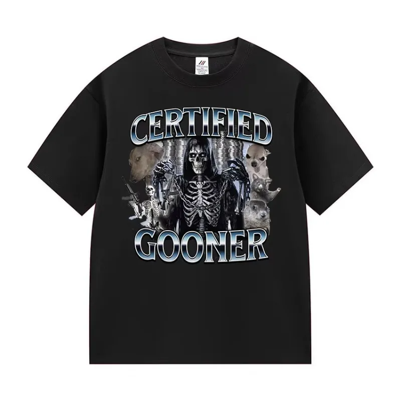 Funny Certified Gooner Screaming Possum Meme Women Vintage Fashion Short Sleeve T-shirt Urban Style T-Shirt Aesthetic Clothes