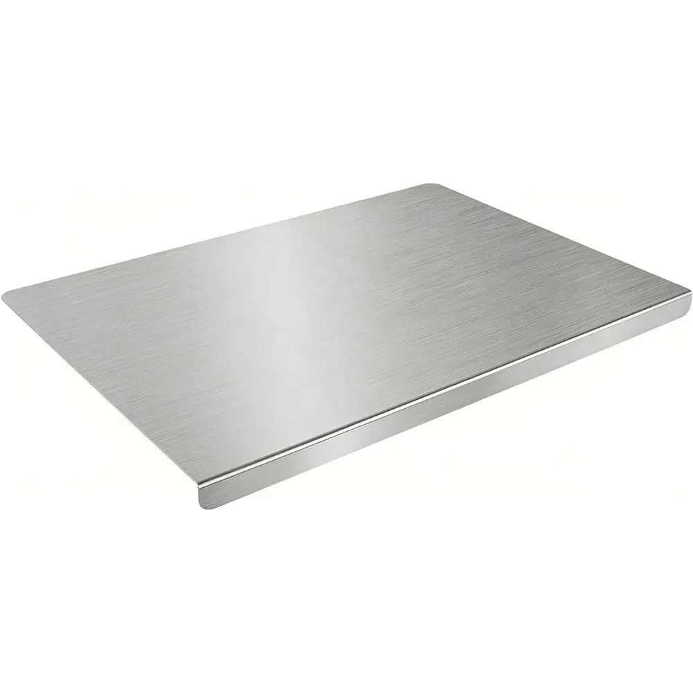 

15x11 Inch L-Shaped Stainless Steel Double-Sided Cutting Board - Non-Slip, Dishwasher Safe for Meat, Fruits, Vegetables, Bread