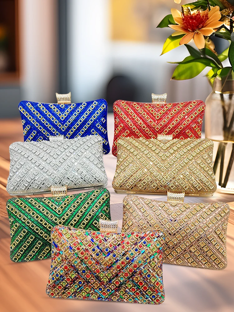 Fashion Evening Clutch Bag Luxury Designer Women Purse Ladies Elegant Wedding Dinner Dressed Clip Bag Bling Rhinestone Handbags