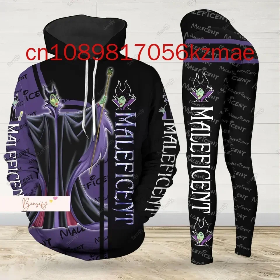 Custom Name Maleficent Mouse Hoodie And Leggings Suit Women\'s Disney Hoodie Yoga Pants Sweatpants Fashion Tracksuit Set