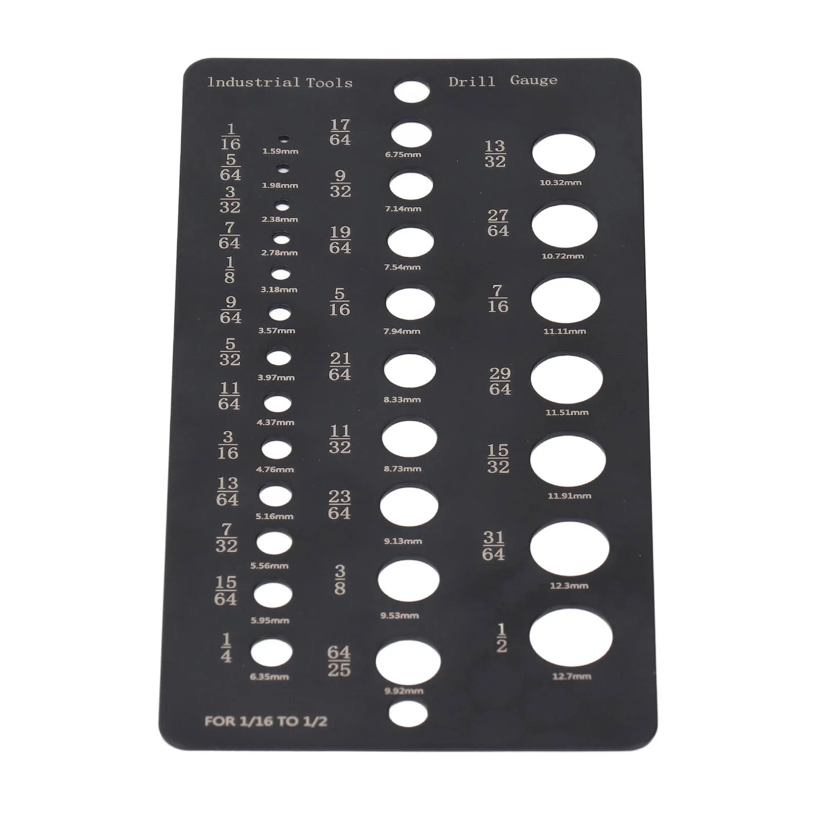 29Hole Drill Bit Gauge 1/16 To 1/2 Inch Decimal Metric Stainless Steel Drill Bit Size Checker Unmarked Bits Measuring Instrument